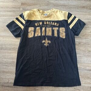 NFL New Orleans Saints T-Shirt Mens XL Black Gold Colorblock Graphic Tee 0872